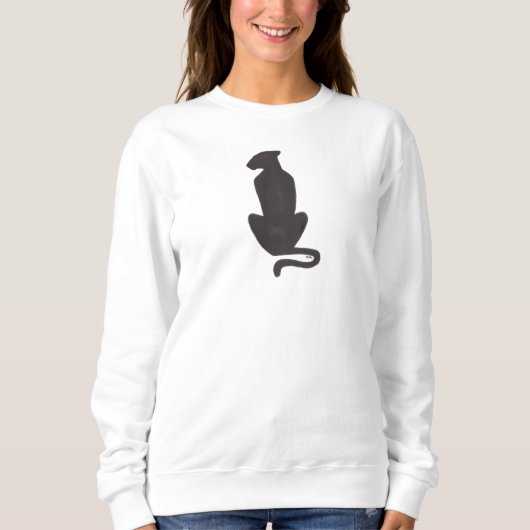 Black Cat Silhouette women white sweatshirt スウェットシャツ (正面)