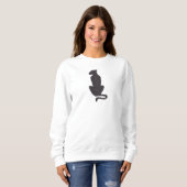 Black Cat Silhouette women white sweatshirt スウェットシャツ (正面フル)
