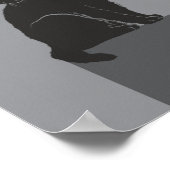 black cat sit on table ポスター (角)