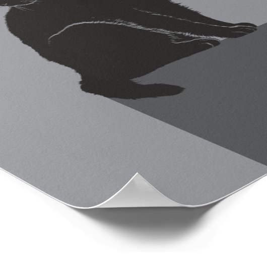 black cat sit on table ポスター (角)