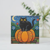 Black Cat Sitting on a Fall Pumpkin シーズンカード (スタンド正面)
