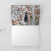 Black Cat Sitting Outdoors カード (内部)