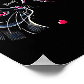 Black Cat Skeleton Hand Boop Valentine's Day Pet O ポスター (角)