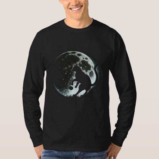 Black Cat Soccer Moon Graphic Tees Men Women Boys  Tシャツ (正面)