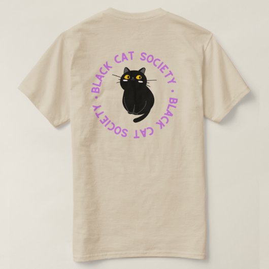 Black Cat Society T-shirt in Purple Tシャツ (デザイン裏面)