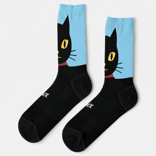 Black Cat Socks Gift for Cat Lovers ソックス (左)