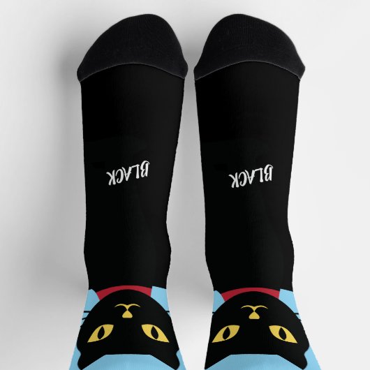 Black Cat Socks Gift for Cat Lovers ソックス (上部)