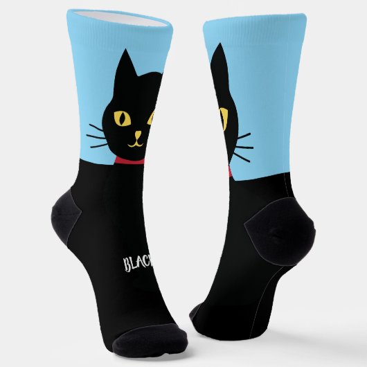 Black Cat Socks Gift for Cat Lovers ソックス (傾斜あり)