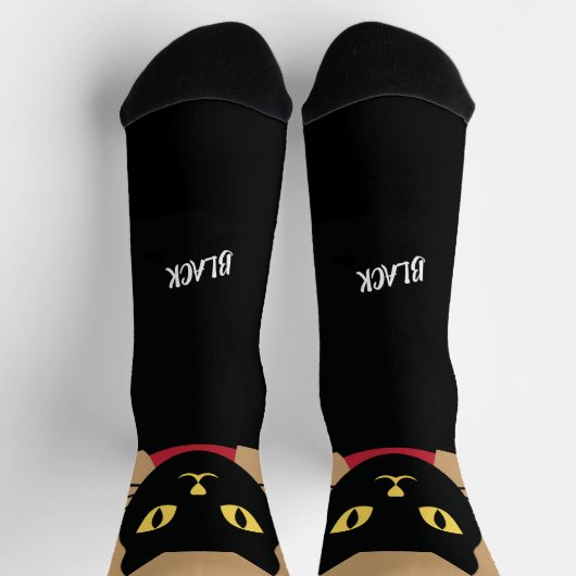 Black Cat Socks Gift for Cat Lovers ソックス (上部)