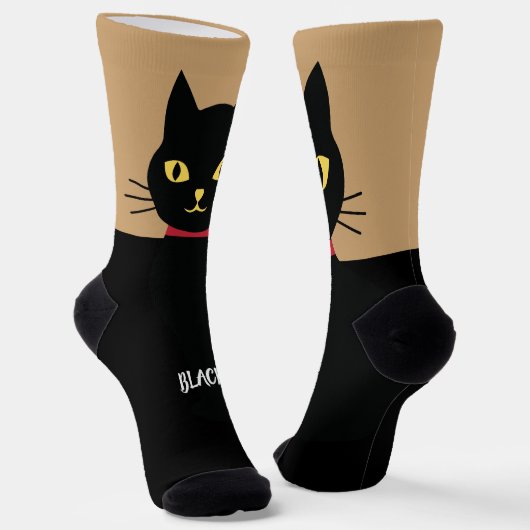 Black Cat Socks Gift for Cat Lovers ソックス (傾斜あり)