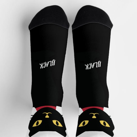 Black Cat Socks Gift for Cat Lovers ソックス (上部)