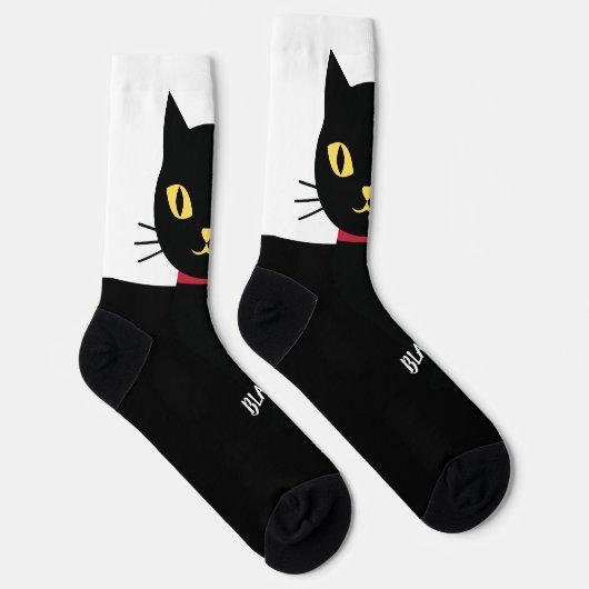 Black Cat Socks Gift for Cat Lovers ソックス (右)