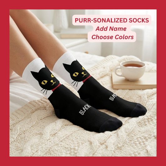 Black Cat Socks Gift for Cat Lovers ソックス