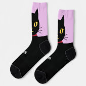 Black Cat Socks Gift for Cat Lovers ソックス (左)
