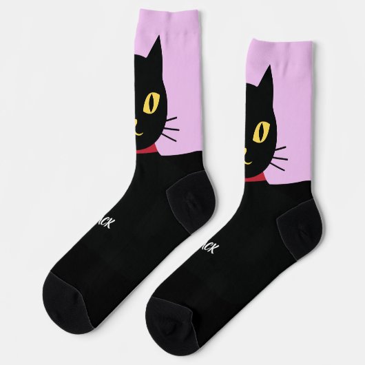 Black Cat Socks Gift for Cat Lovers ソックス (左)