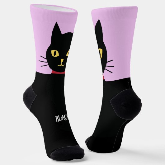 Black Cat Socks Gift for Cat Lovers ソックス (傾斜あり)