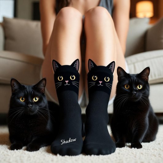 Black Cat Socks Gift for Cat Mom & Cat Dad Lovers ソックス