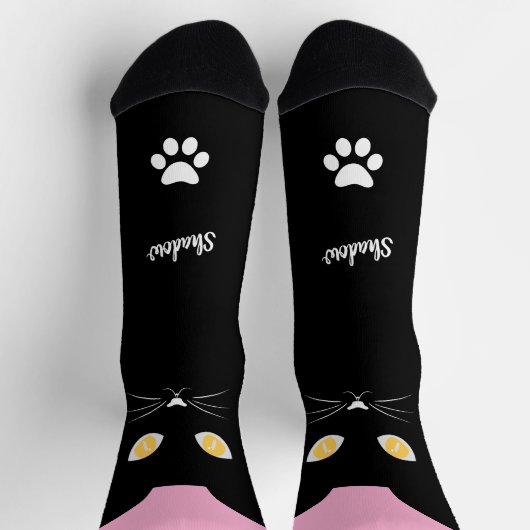 Black Cat Socks Gift for Cat Mom & Cat Dad Lovers ソックス (上部)