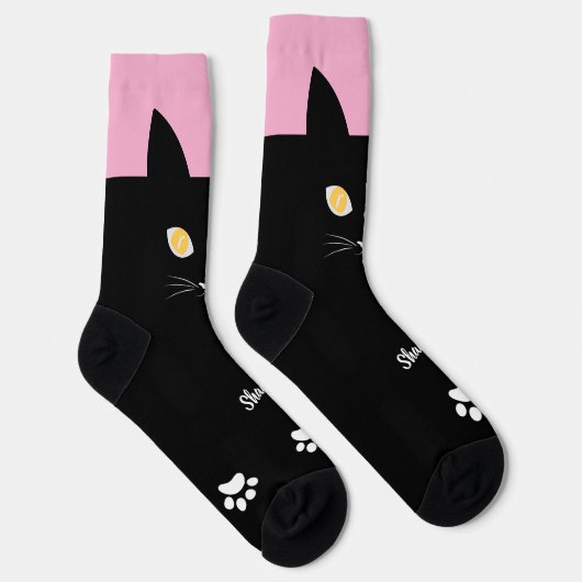 Black Cat Socks Gift for Cat Mom & Cat Dad Lovers ソックス (右)