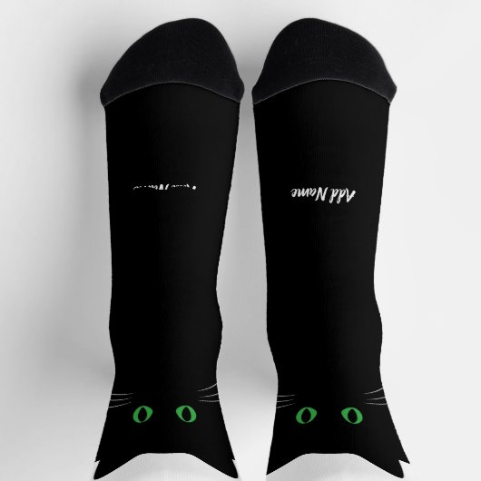 Black Cat Socks with Custom Name – Cute Gift ソックス (上部)