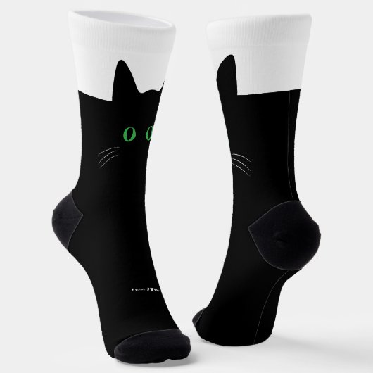 Black Cat Socks with Custom Name – Cute Gift ソックス (傾斜あり)