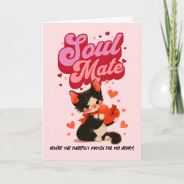 Black Cat Soul Mate Retro Valentine’s Day Card シーズンカード
