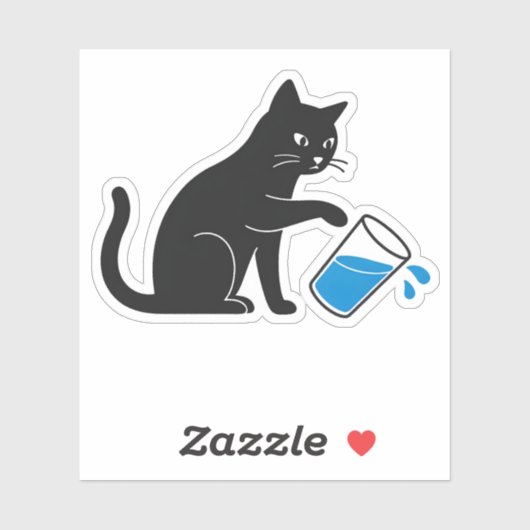 Black Cat Spilling Water  - Laptop Sticker シール (シート)