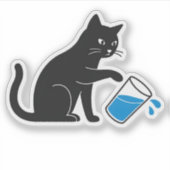 Black Cat Spilling Water  - Laptop Sticker シール (正面)