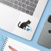 Black Cat Spilling Water  - Laptop Sticker シール (ノートパソコンとiPhone)