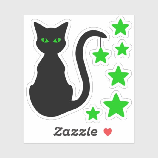 Black Cat Stars Vinyl Stickers シール (シート)