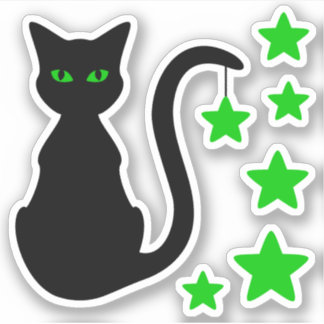 Black Cat Stars Vinyl Stickers シール