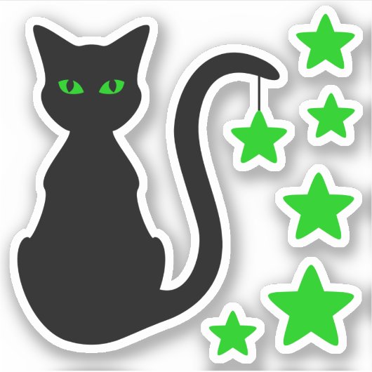 Black Cat Stars Vinyl Stickers シール (正面)