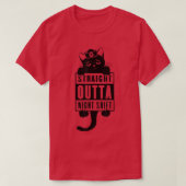 Black Cat Straight Outta Night Shift Stethoscope N Tシャツ (デザイン正面)