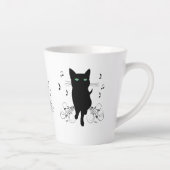 Black Cat Surrounded by Whispering Notes of Music カフェラテマグ (右)