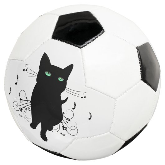 Black Cat Surrounded by Whispering Notes of Music サッカーボール (3/4)