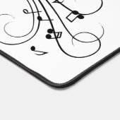 Black Cat Surrounded by Whispering Notes of Music デスクマット (コーナー)