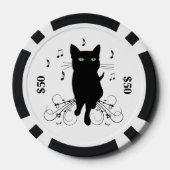 Black Cat Surrounded by Whispering Notes of Music ポーカーチップ (裏面)