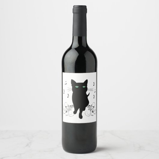 Black Cat Surrounded by Whispering Notes of Music ワインラベル (正面)