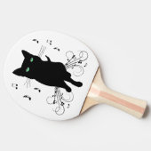 Black Cat Surrounded by Whispering Notes of Music 卓球ラケット (横)