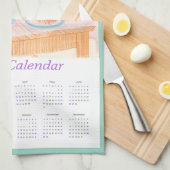 Black Cat & Tea Party Kitchen Towel Calendar キッチンタオル (四つ折り)