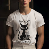 Black cat text written with Three black cats Tシャツ