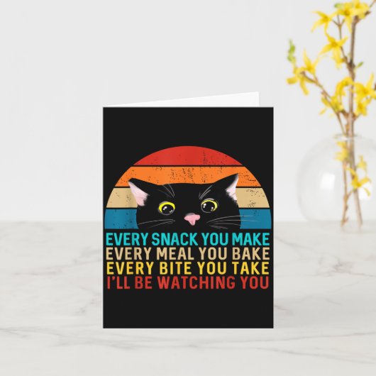 Black Cat Themed Every Snack You Make Retro Peekin カード (黄色い花)