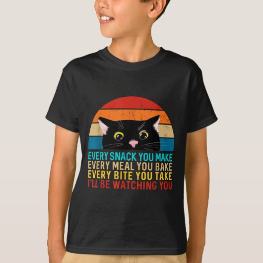 Black Cat Themed Every Snack You Make Retro Peekin Tシャツ (正面)