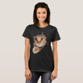 Black Cat Torn Cloth Cat  Cat Mom Kitten Tシャツ (正面フル)