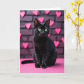 Black Cat Valentine Love Card カード (黄色い花)