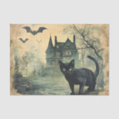 Black Cat Vintage Halloween Decoupage  薄葉紙 (正面)