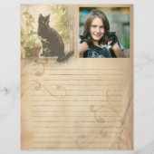 Black Cat Vintage Photo Template Scrapbook Paper レターヘッド (正面)
