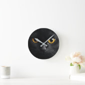 Black Cat Wall Clock with Striking Yellow Eyes - M ラウンド壁時計 (ホーム)