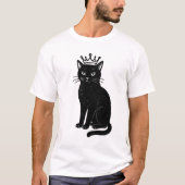 Black Cat Wearing Crown T-Shirt Tシャツ (正面)