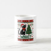 Black Cat What Pushing Christmas Tree Funny Cat Xm コーヒーマグカップ (中央)